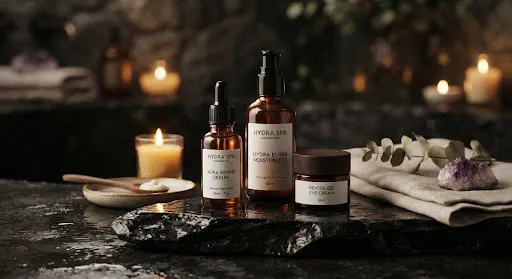 Cold-pressed custom botanical essential oils used in our aromatherapy sessions
